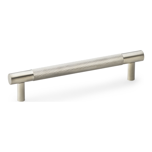 AW810-128-SN • 128mm c/c • Satin Nickel • Alexander & Wilks Brunel Knurled T-Bar Cupboard Handle